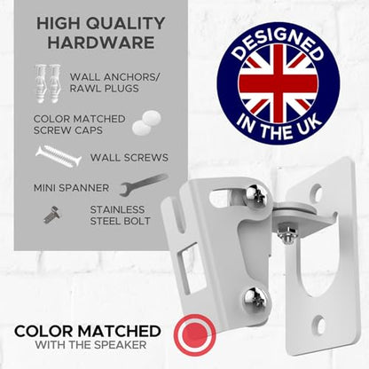 Sound Bass Play 1 Wall Mount, White, Single (1pc) Adjustable Tilt & Swivel | Compatible with Sonos Play:1 Only, Adjustable Swivel & Tilt Mechanism,Includes All Mounting Fixings - color: White