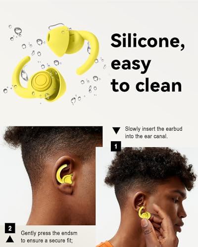 Ear Plugs for Sleeping, Noise Reduction Soft Silicone Earplugs | 2 Pairs Reusable Hearing Protection Earplugs for Noise Sensitivity,Sleep,Travel,Sound Reduction Noise Cancelling - Yellow - color: Yellow