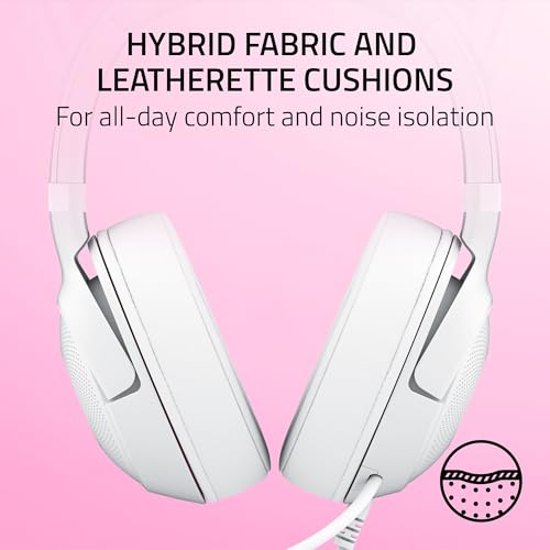 Razer Kraken Kitty V2 USB Wired Headset, Chroma RGB Kitty Ears, White | Stream Reactive Lighting, HyperClear Cardioid Mic, 40 mm Drivers, 7.1 Surround Sound, Comfortable Ear Cushions - color: White