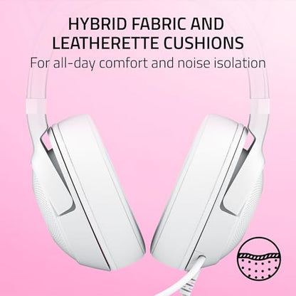 Razer Kraken Kitty V2 USB Wired Headset, Chroma RGB Kitty Ears, White | Stream Reactive Lighting, HyperClear Cardioid Mic, 40 mm Drivers, 7.1 Surround Sound, Comfortable Ear Cushions - color: White