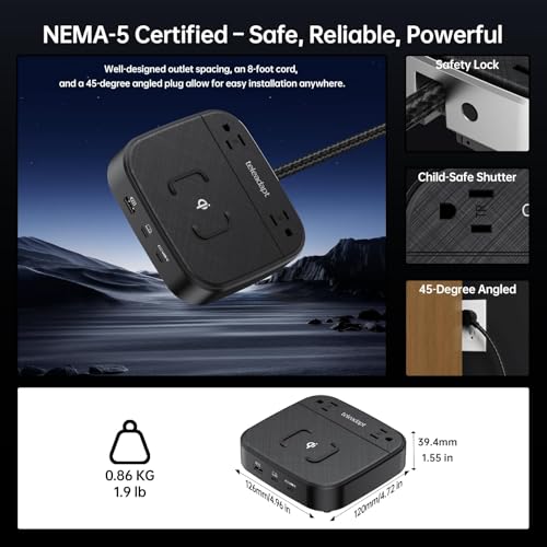 Charging Station 67W, 6 in 1 iPhone Charger Station with USB Port | Wireless Charging, 2× AC Outlets, Desktop/Bedside/Nightstand GaN Multi Power Station for iPhone, Galaxy, Hotel-Grade, Black - color: Black