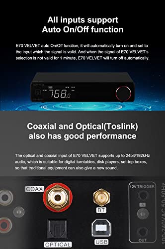 Topping E70 Velvet AK4499EX DAC Audio Decoder- Bluetooth5.1 LDAC Hi-Res XU316 32Bit/768kHz DSD512 BT/USB/Coax/Opt Inputs RCA/XLR HiFi Stereo Digital-to-Analog-Convertor Sliver - color: Silver
