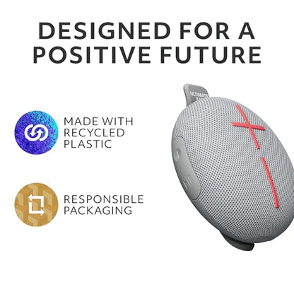 Ultimate Ears MINIROLL Waterproof Bluetooth Speaker - Revive Grey | Balanced bass, dustproof, 131 ft (40 m) range - color: Grey