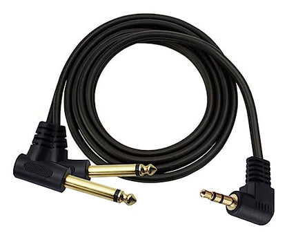 3.5mm to 6.35mm Splitter Audio Cable, 90 Degree 1/8 TRS Stereo Male to Dual 1/4 Mono TS Male Right Angle Y Audio Cable (1.8M/6 Feet) - color: 1.8M/6 Feet