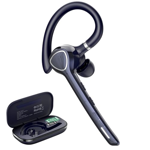 Bluetooth Headset, Single-Ear ENC Mic, APTX HD Audio, Dual Device Connectivity, Noise Cancelling Mic, Ideal for Truckers & Office