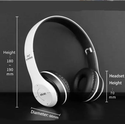 Wireless Bluetooth Over-Ear Headphones, Hybrid Noise Cancelling, HiFi Stereo, Foldable, Lightweight, Deep Bass, Black