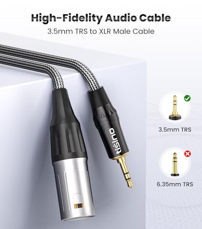 Tisino 3.5mm to XLR Balanced Adapter Cable XLR to Aux Mic Cord - 1ft | Gold-Plated 1/8 inch Mini Jack Aux to XLR Male Mono Audio Cord for Cell Phone, Laptop, Speaker, Mixer - size: 0.3m/1ft