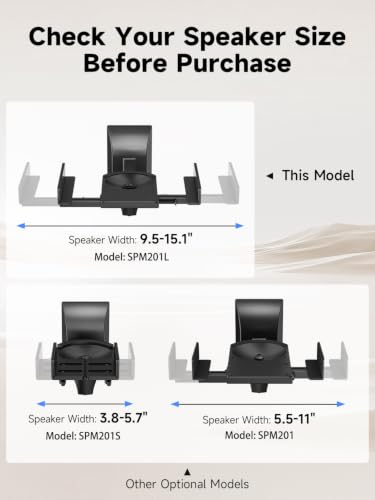 suptek Large Dual Side Clamping Bookshelf Speaker Wall Mounting Bracket for Large Surrounding Sound Speakers, Hold up to 55lbs Black SPM201LB - size: Large--black