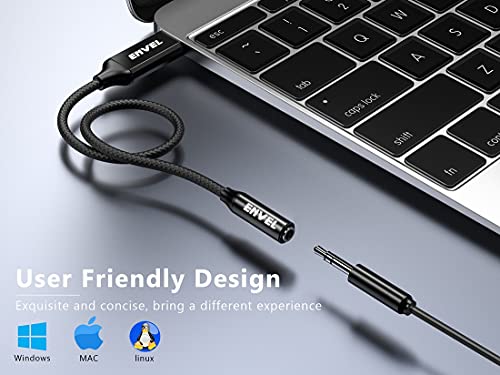 3.5mm Female to USB Male Adapter, Built-in Chip Aux to USB Sound Card | External Stereo Sound Card for PS4/PS5/PC/Laptop, Headphone Adapter with Built-in Chip TRRS 4-Pole Mic-Supported - color: Senior Black