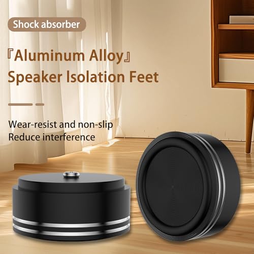 Audiocrast HiFi Speaker Spikes Isolation Stand Feet Pads Aluminum 39x17mm Black Speaker Shock Absorber Vibration Dampener Floor Protector Resonance Reducer for Audio Subwoofer CD DVD Amplifier DAC
