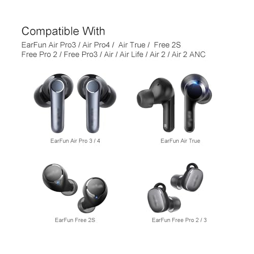 Klowcok Replacement Ear Tips for EarFun Air Pro 4 / Air Pro 3 / Free 2S | Silicone Earbuds Tips Compatible with EarFun Free Pro 2 / Free Pro 3, 8 Pairs (XS/S/M/L) Black