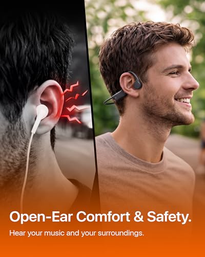 Bone Conduction Headphones, Open Ear Headphones, Bluetooth 6.0 | Lightweight Running Headphones with Mic, 1H Fast Charge, 10H Playtime, IP54 Waterproof, 0.9oz Ultra-Light for Workouts