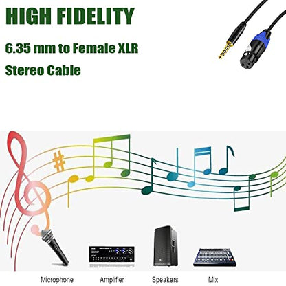 1/4 to XLR Cable, 1/4 Inch (6.35mm) TRS to XLR Female Stereo Audio Balanced Interconnect Cable Cord Gold Plated Plug Compatible with Microphone, Mixer, Speakers, DJ, Guitar - 6.6Feet - color: 6.6 feet