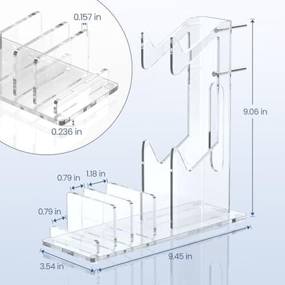 Kzlaonef Acrylic Game Console Shelf for PS5/Xbox/Switch | Desk Organizer with Headset & Controller Holder | Modern Gaming Accessory Storage