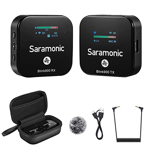 Saramonic Blink900 B1 Wireless Lavalier Microphone System & 656ft Wireless Range & OLED Screen for Canon Nikon DSLR Camera, Camcorder, for Interview, Vlogging, Tiktok, YouTube Video, News Gathering