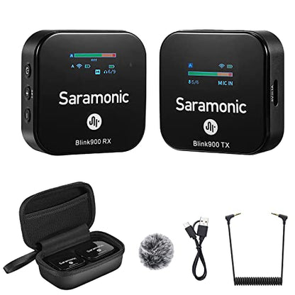 Saramonic Blink900 B1 Wireless Lavalier Microphone System & 656ft Wireless Range & OLED Screen for Canon Nikon DSLR Camera, Camcorder, for Interview, Vlogging, Tiktok, YouTube Video, News Gathering