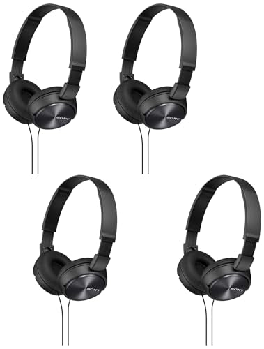 Sony MDR-ZX310AP ZX Series Wired On Ear Headphones with mic, Black (Pack of 4) - size: 1 (Pack of 4)