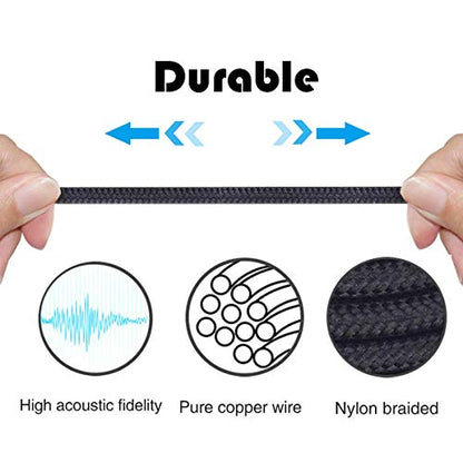 NewFantasia 3.5mm to 2.5mm Male Audio Cable Compatible with Audio Technica ATH-M50x(2.5mm Port), ATH-M40x, ATH-M70x, ATH-M60X Headphone, Remote Volume Mic Compatible with Samsung Galaxy Android Phone