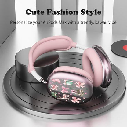 for AirPods Max Headphones Christmas Ear Covers for AirPods Max 2 | Cute Bow Clear Ear Cups Cover | Pink Silicone Ear Pad Case Headband Cover for Apple AirPods Max 2/1 (2026/2024/2020) - color: Pink Bow A/Pink