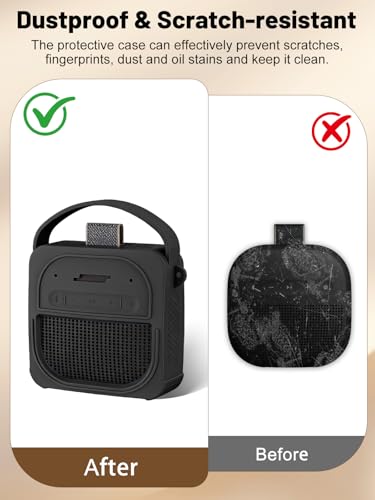 Silicone Protective Case for Bose SoundLink Micro (2nd Gen) Bluetooth Speaker, Full-Body Protective Cover with Precise Cutout, Shockproof Dustproof Protector Sleeve & Scratch-Resistant Sleeve[Black] - color: Black