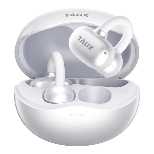 TALIX Ultra Open Ear Earbuds X6, Clip-On Headphone with Directional Sound, Ultra-Light Comfort Fit, Bluetooth 5.4 Wireless Earbuds, 26H Playtime, Spatial Sound, for Running, Workout & Daily Use(White) - color: White