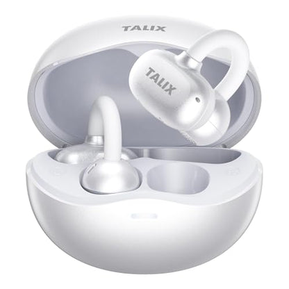 TALIX Ultra Open Ear Earbuds X6, Clip-On Headphone with Directional Sound, Ultra-Light Comfort Fit, Bluetooth 5.4 Wireless Earbuds, 26H Playtime, Spatial Sound, for Running, Workout & Daily Use(White) - color: White