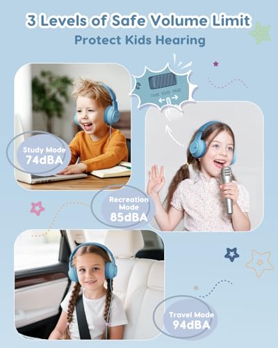awatrue Kids Headphones for School, 74‑85‑94dB, 3.5mm Jack, HK07 | Foldable Wired Over Ear Headphones, for Toddler School/Travel/iPad/Tablet, Green - color: ‌Green