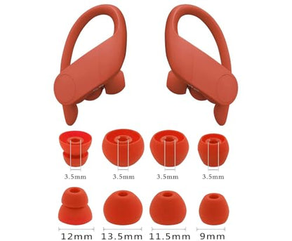 Replacement Earbud Tips for Beats Powerbeats Pro Wireless Stereo Headphones - 4 Pairs - Small, Medium, Large, and Double Flange (Lava Red) - color: Lava Red