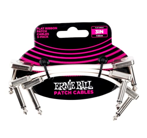Ernie Ball Flat Ribbon Patch Cable 3-Pack, 3in, White (P06384) - color: White, size: 3 Inch, style: 3-Pack