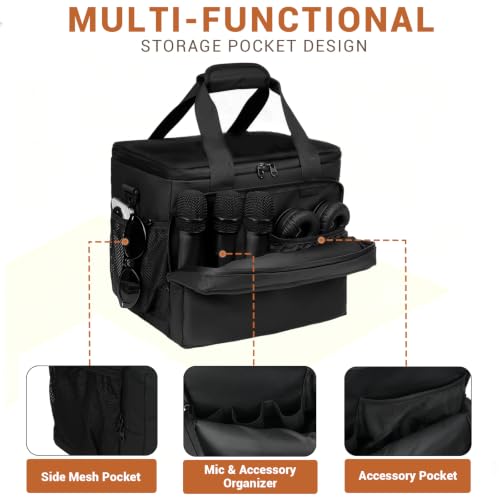 Portable Speaker Case Compatible with Turtlebox Original Gen 3 | Protective Travel Bag with Reinforced Anti-Tip Base, Padded Handle, Microphones Storage Pockets & Shoulder Strap