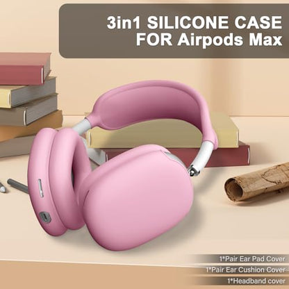 Maxjoy for AirPods Max Case, Soft Silicone Ear Cups Cover/Ear Pad Case Cover/Headband for AirPods Max Headphones, Anti-Scratch Accessories Protective, Pink1 - color: Deep Pink