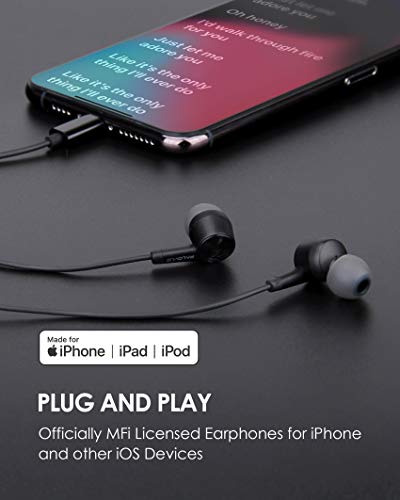 PALOVUE Lightning Headphones Earphones MFi Certified with Microphone | Compatible with iPhone 14 13 12 11 Pro Max X XS Max XR 8 Plus 7 Plus SweetFlow Black - color: Black