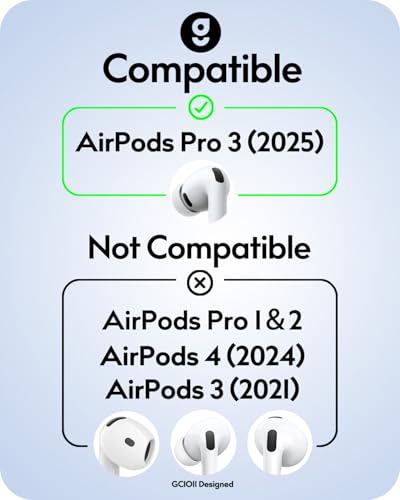 Memory Foam Ear Tips & Ear Hooks for AirPods Pro 3 (2025),Anti-Slip Sport Ear Tips Accessories Compatible with Apple AirPods Pro 3rd Generation (S/M/L Black Buds, 2 Pairs White Hooks)