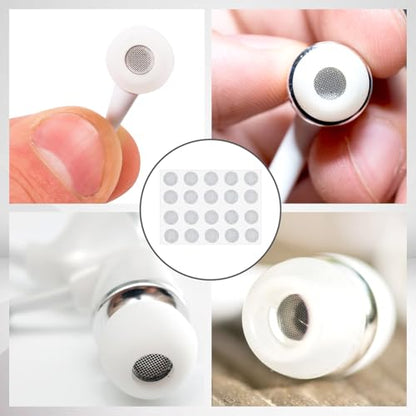 20 PCS Earbud Mesh Replacement with Tweezers, 4 Mm Stainless Steel Earbud Dust Filter Mesh Compatible with Most in-Ear Headphones