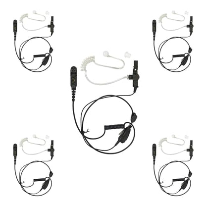 PROMAXPOWER [5-Pack] 1-Wire FBI Style Clear Acoustic Tube Earpiece with PTT Button Mic Compatible with Motorola Two-Way Radios XPR3000, XPR3300e, XPR3500, XPR3500e, DEP550, MTP3100 - size: 5-Pack