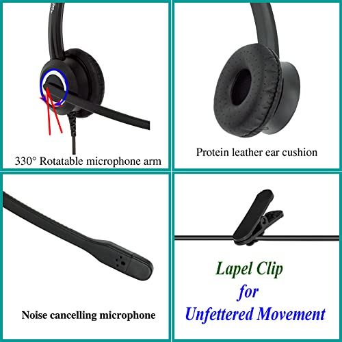 RJ9 Cisco Wired Office Phone Headset HD Voice for Cisco Phones 6851 6861 7945g 7962g 8811 8841 8845 8851 8861 8961 9951 Series Model,Plus 3.5mm Adapter for Smartphone - size: RJ9 Duo for Cisco
