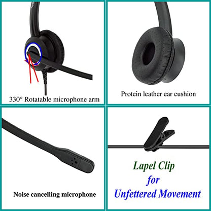 RJ9 Cisco Wired Office Phone Headset HD Voice for Cisco Phones 6851 6861 7945g 7962g 8811 8841 8845 8851 8861 8961 9951 Series Model,Plus 3.5mm Adapter for Smartphone - size: RJ9 Duo for Cisco