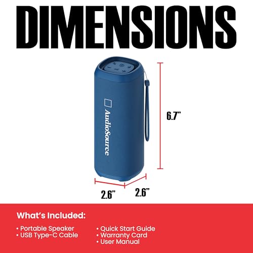 Audiosource Portable Bluetooth Speaker, 30W Loud Sound, Dual Passive Radiators for Deep Bass, Bluetooth 5.4, Auracast Multi-Speaker Pairing, IP67 Waterproof, 200ft Range, 12H Battery (Blue) - color: Blue
