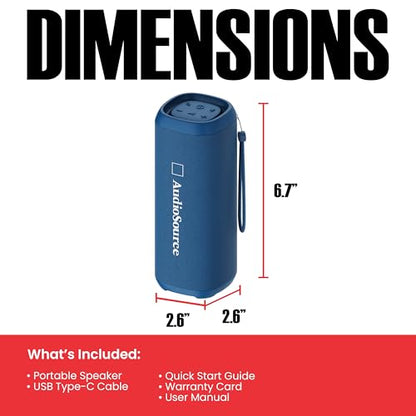 Audiosource Portable Bluetooth Speaker, 30W Loud Sound, Dual Passive Radiators for Deep Bass, Bluetooth 5.4, Auracast Multi-Speaker Pairing, IP67 Waterproof, 200ft Range, 12H Battery (Blue) - color: Blue
