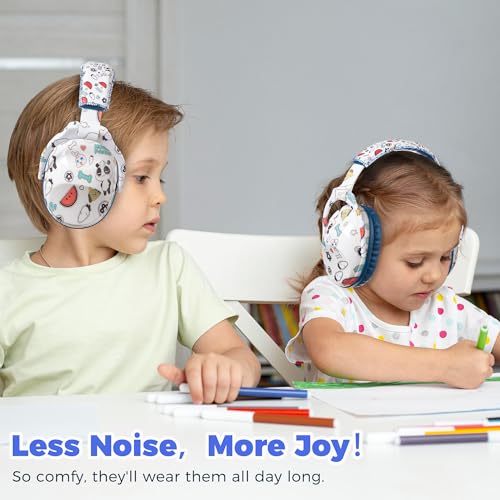 Kids Ear Protection Safety Ear Muffs, NRR 25dB Noise Reduction Children Earmuffs, Hearing Protectors for Sleeping, Studying, Airplane, Concerts, Fireworks-Panda with Blue Band - color: Blue Band Panda