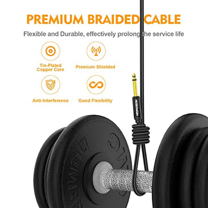 HOSONGIN 1/4 Inch Guitar Instrument Cable 6.6ft 2-Pack [Nylon Braided Shielded], 1/4 Inch to 1/4 inch TS Male to Male Plug Mono Audio Cord, Quarter Inch 6.35mm Unbalanced Interconnect Line - 6.6 feet - size: 6.6 Feet, style: 1/4" Guitar Cable - 2 Pack
