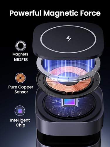 UGREEN MagFlow 2-in-1 Foldable Magnetic Wireless Charging Station | Adjustable Angle, Pocket-size Travel Design, for iPhone 17-12 Series and AirPods, USB C Cable Include