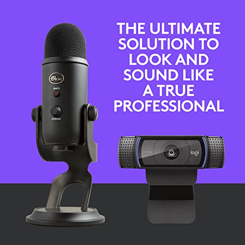 Logitech C920x HD Pro Webcam, Full HD 1080p/30fps - Black w/Blue Yeti USB Microphone - Blackout - size: 1 Pack, style: 1080P/30 fps, 720p/30fps