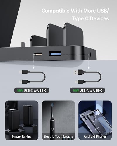 5 in 1 Wireless Charger for Samsung, Fast Charging Station Dock Stand | Compatible with Galaxy S26 Ultra/S25/S24, Watch 8/7/6/5/4, Buds. Charges 5 devices at once. Ideal for home, office, bedside. - color: Black
