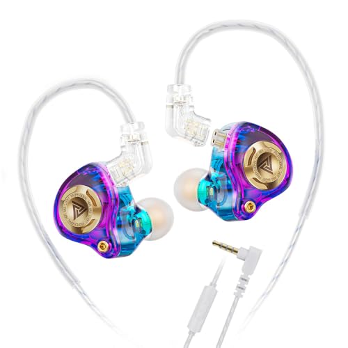 Qkz Ak6 Lucky in Ear Monitor, HiFi Wired Earbuds, Tunable Sound Wired Headphones Gaming Earbuds with 3-Level Adjusting Switch, Detachable Cable for Music Gaming Video Calling (Purple) - color: Purple
