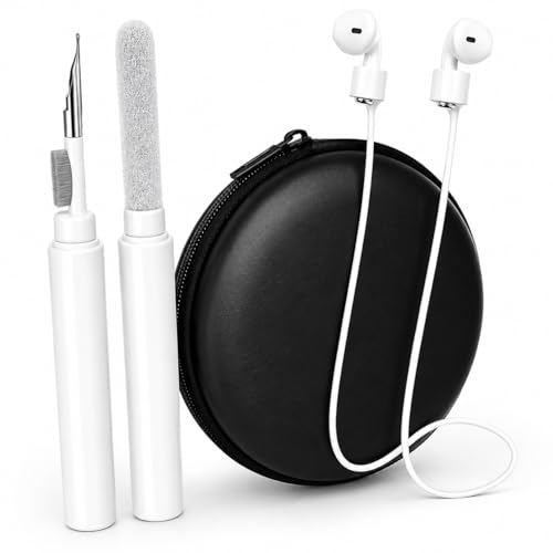 AirPods Accessories Kit 3-in-1 Bundle – Earbud Cleaning Pen, Magnetic Anti-Lost Silicone Strap & Hard Travel Carrying Case for Apple AirPods, Earbuds, Bluetooth Headphones & Wireless Earphones