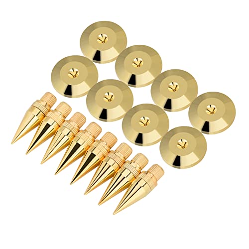 Speaker Spike Pad Kit,8 Pairs 6 X 36 mm Copper Speaker Spike Isolation Stand with Base Pad Feet Mat for Speaker, Amplifier, CD DVD Player, Turntable Recorder,Instrument