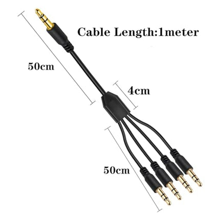 DC3.5mm Headset Splitter Audio Extension Cable,3.5mm to Dual Headphone Cord | 1 to 2 Way 1/8" TRS male to 2 male Stereo Jack Adapter for Smartphone,Computer,Mp3,Earphone,Speakers (1meter) (4 Way) - style: 4 Way