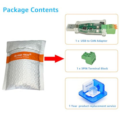 DSD TECH SH-C31A USB to CAN Adapter with FD Support Based on Canable 2.0 - style: Non-Isolated