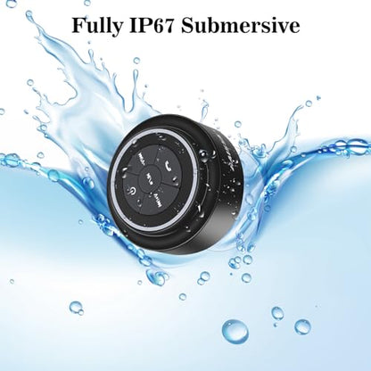 HAISSKY Bluetooth Shower Speakers, Portable Wireless Speaker with Suction Cup, IP67 Waterproof Speaker Pairs Easily to Phones, Tablets, Computer, Gift for Men & Women